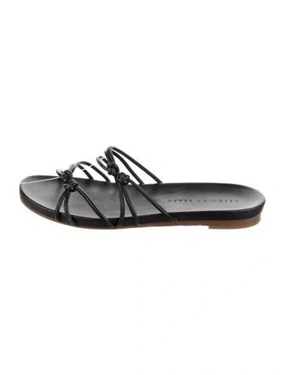 Pre-owned Veronica Beard Leather Slides In Black