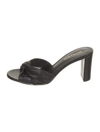 Pre-owned Veronica Beard Leather Slides In Black