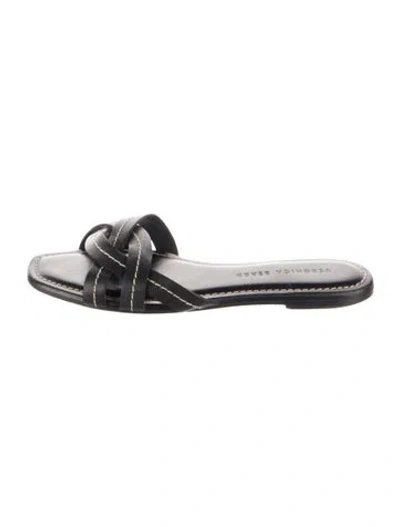 Pre-owned Veronica Beard Leather Slides In Black