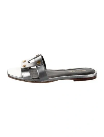 Pre-owned Veronica Beard Leather Slides In Black