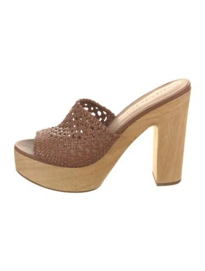 Pre-owned Veronica Beard Leather Slides In Brown