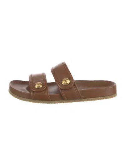 Pre-owned Veronica Beard Leather Slides In Brown