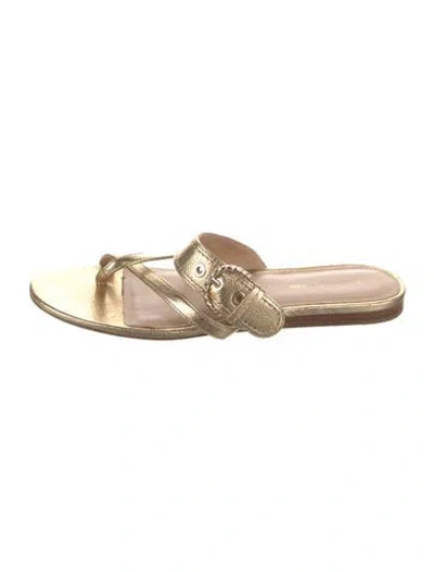 Pre-owned Veronica Beard Leather Slides In Brown