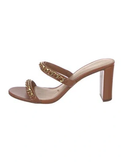 Pre-owned Veronica Beard Leather Slides In Brown
