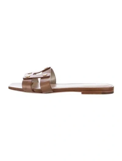 Pre-owned Veronica Beard Leather Slides In Brown