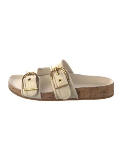 Pre-owned Veronica Beard Leather Slides In Gold