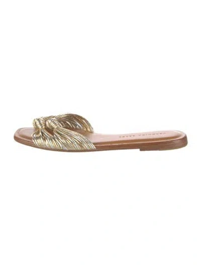 Pre-owned Veronica Beard Leather Slides In Gold
