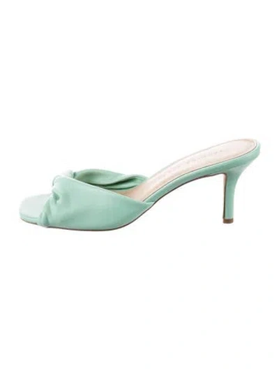 Pre-owned Veronica Beard Leather Slides In Green