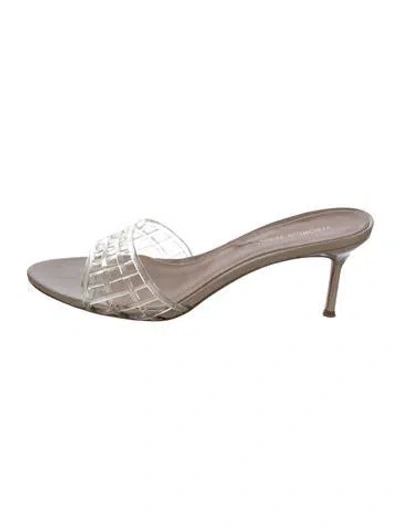 Pre-owned Veronica Beard Leather Slides In Neutral