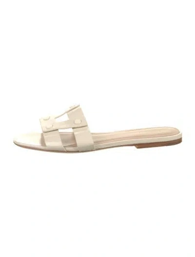 Pre-owned Veronica Beard Leather Slides In Neutrals