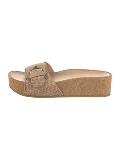 Pre-owned Veronica Beard Leather Slides In Neutrals