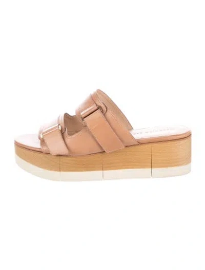 Pre-owned Veronica Beard Leather Slides In Neutrals