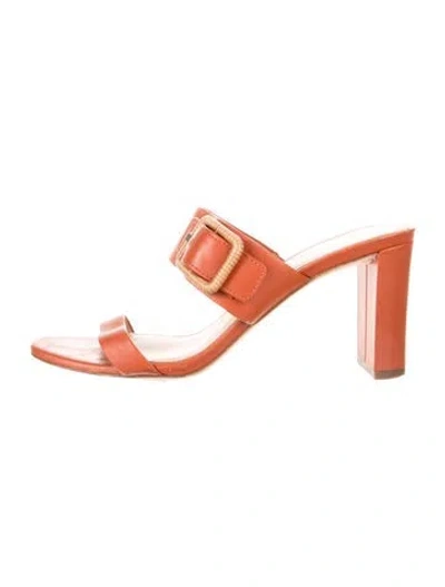 Pre-owned Veronica Beard Leather Slides In Orange