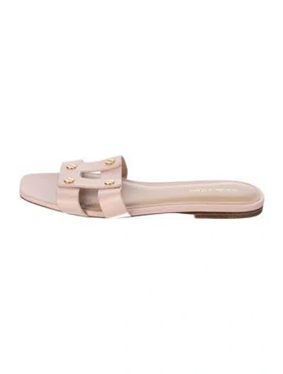 Pre-owned Veronica Beard Leather Slides In Pink