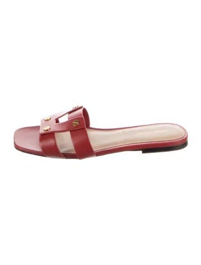 Pre-owned Veronica Beard Leather Slides In Red