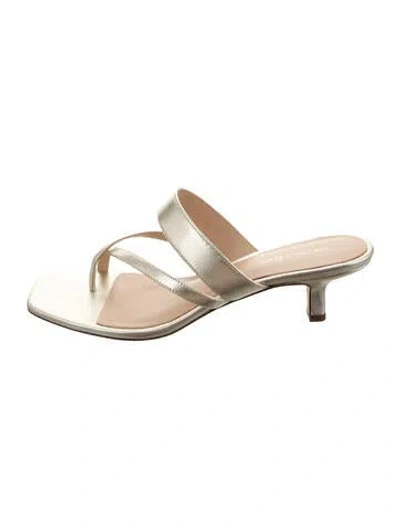 Pre-owned Veronica Beard Leather Slides In Silver