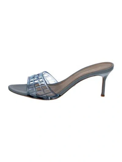 Pre-owned Veronica Beard Leather Slides In Silver