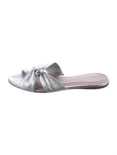 Pre-owned Veronica Beard Leather Slides In Silver