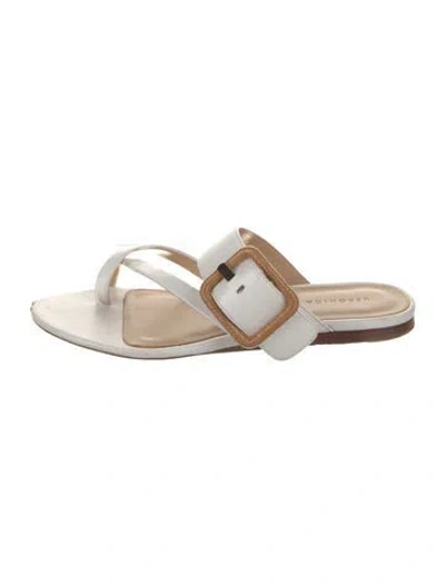 Pre-owned Veronica Beard Leather Slides In White