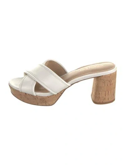 Pre-owned Veronica Beard Leather Slides In White