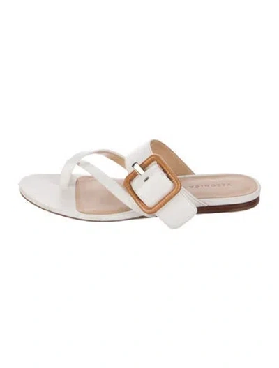Pre-owned Veronica Beard Leather Slides In White