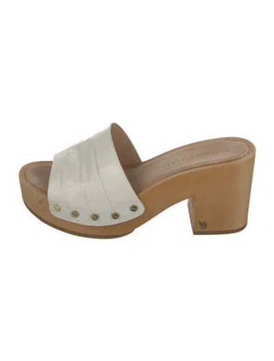 Pre-owned Veronica Beard Leather Slides In White