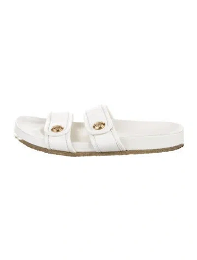 Pre-owned Veronica Beard Leather Slides In White