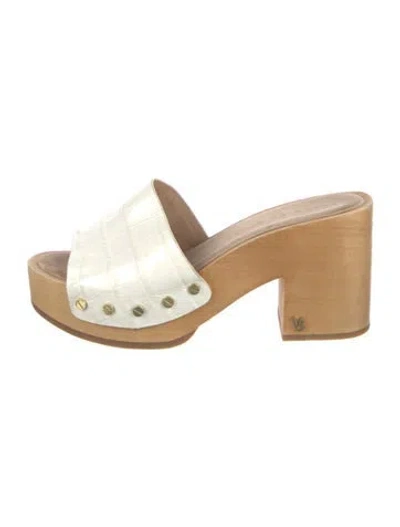 Pre-owned Veronica Beard Leather Slides In White