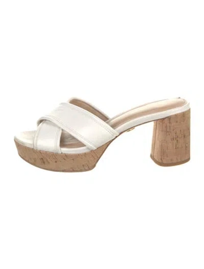 Pre-owned Veronica Beard Leather Slides In White