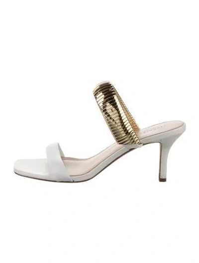 Pre-owned Veronica Beard Leather Slides In White