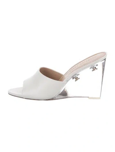 Pre-owned Veronica Beard Leather Slides In White