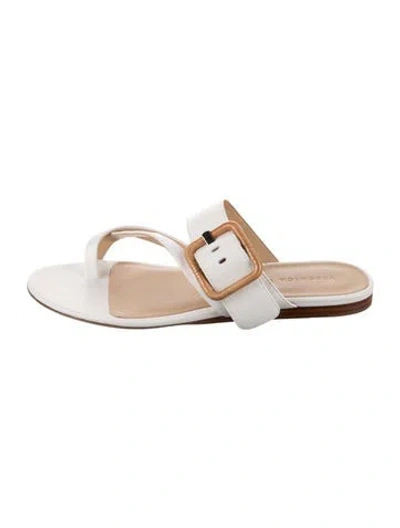 Pre-owned Veronica Beard Leather Slides In White