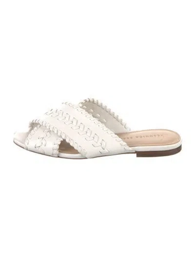 Pre-owned Veronica Beard Leather Slides In White