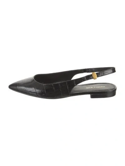 Pre-owned Veronica Beard Leather Slingback Flats In Black