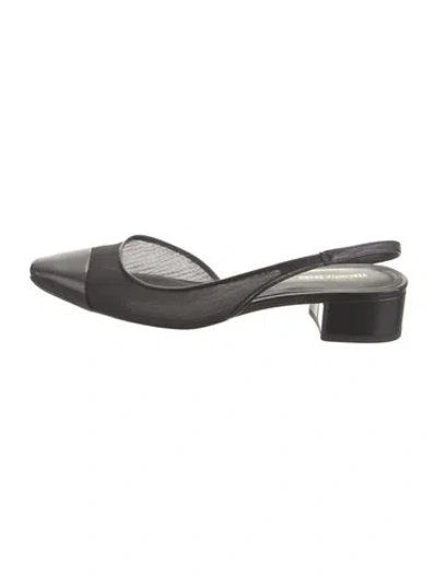 Pre-owned Veronica Beard Leather Slingback Flats In Black