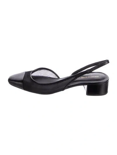 Pre-owned Veronica Beard Leather Slingback Flats In Black