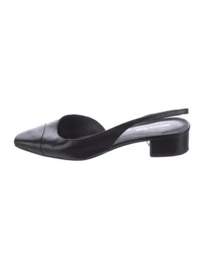 Pre-owned Veronica Beard Leather Slingback Flats In Black