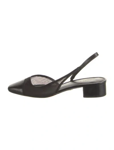Pre-owned Veronica Beard Leather Slingback Flats In Black