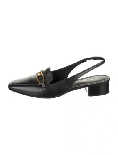 Pre-owned Veronica Beard Leather Slingback Flats In Black