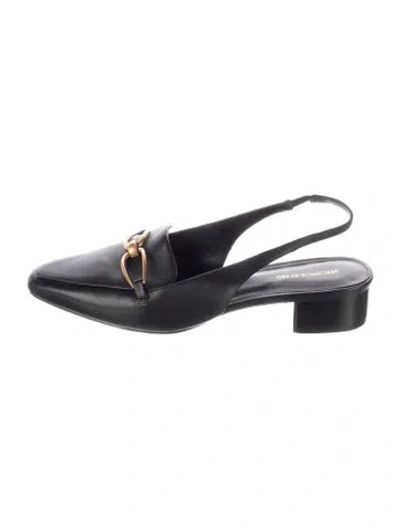 Pre-owned Veronica Beard Leather Slingback Flats In Black