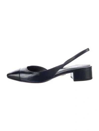 Pre-owned Veronica Beard Leather Slingback Flats In Blue