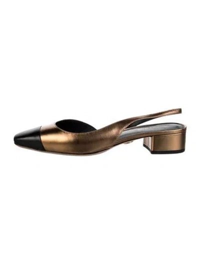Pre-owned Veronica Beard Leather Slingback Flats In Multi
