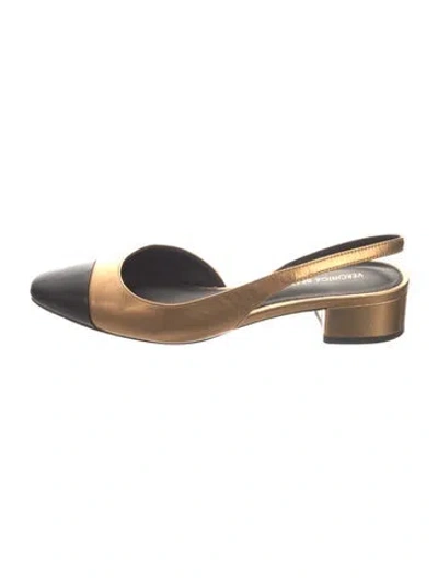 Pre-owned Veronica Beard Leather Slingback Pumps In Gold