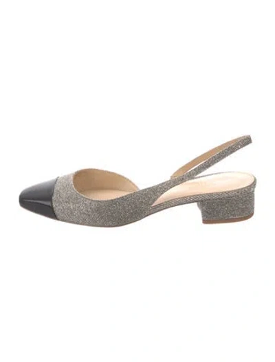Pre-owned Veronica Beard Leather Slingback Pumps In Metallic/silver
