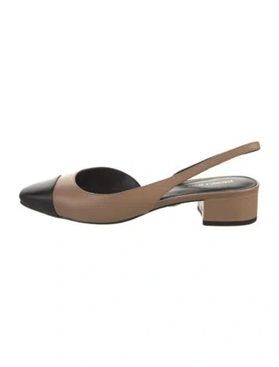 Pre-owned Veronica Beard Leather Slingback Pumps In Neutral