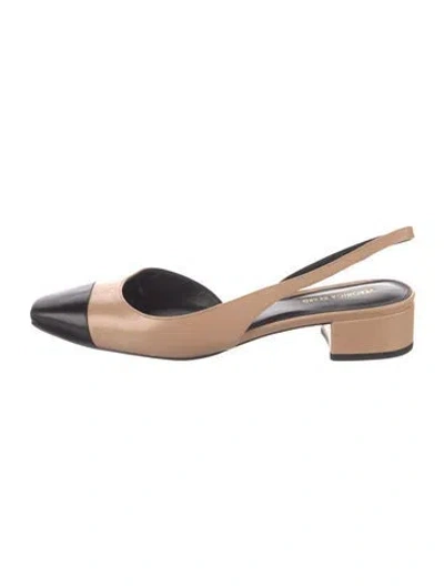 Pre-owned Veronica Beard Leather Slingback Pumps In Neutral