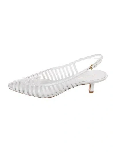 Pre-owned Veronica Beard Leather Slingback Pumps In White