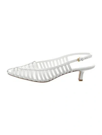 Pre-owned Veronica Beard Leather Slingback Pumps In White