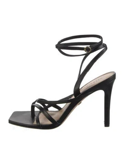 Pre-owned Veronica Beard Leather Slingback Sandals In Black