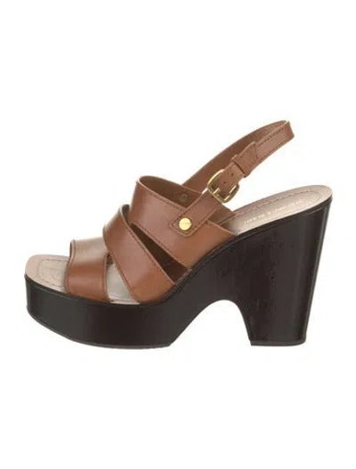 Pre-owned Veronica Beard Leather Slingback Sandals In Brown